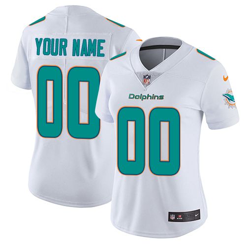 2019 NFL Women Nike Miami Dolphins Road White Stitched Customized Vapor jersey->customized nfl jersey->Custom Jersey